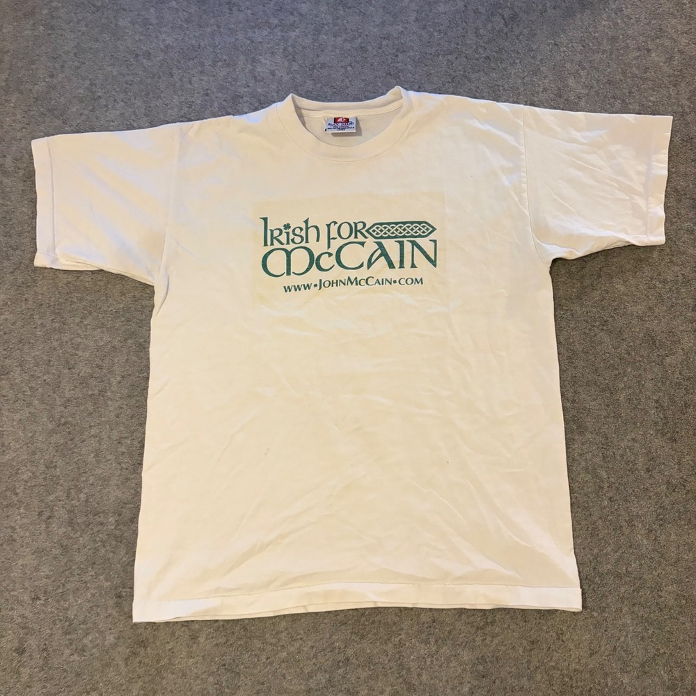 Vintage Bayside Irish For John McCain Promotional T Shirt Adult Large - Picture 1 of 10
